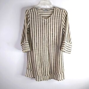 Loom Tree - Striped 100% Cotton Button Down Top - Size Medium
